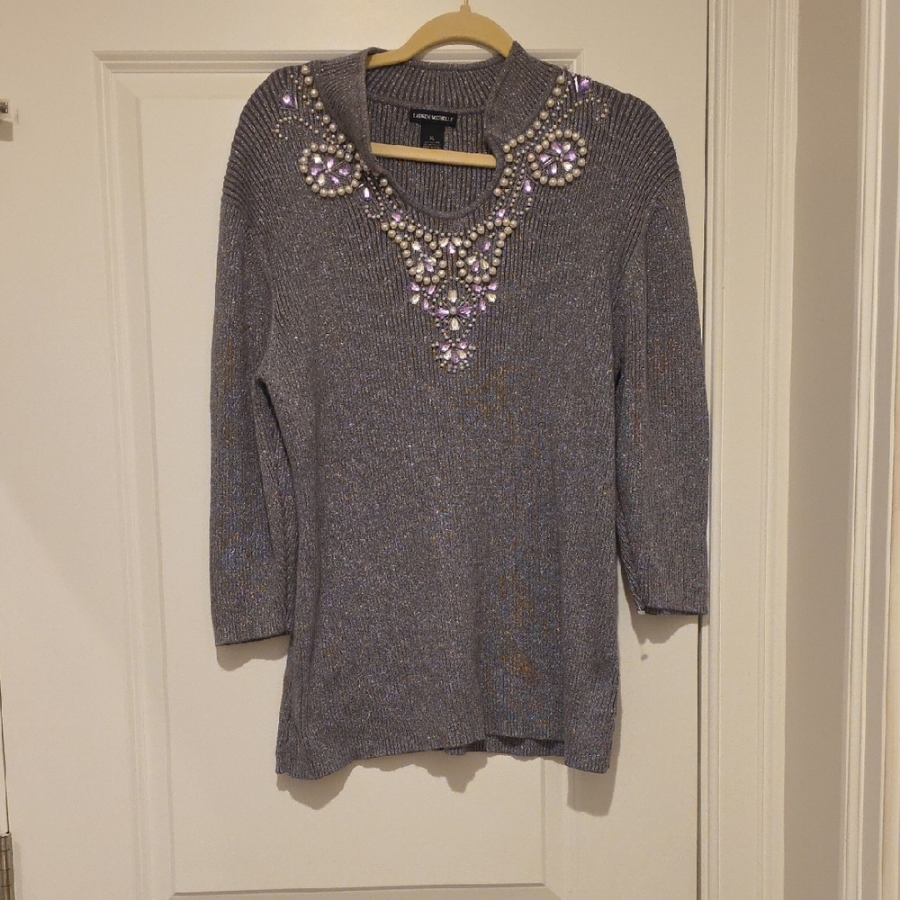 Embellished Gray Sweater